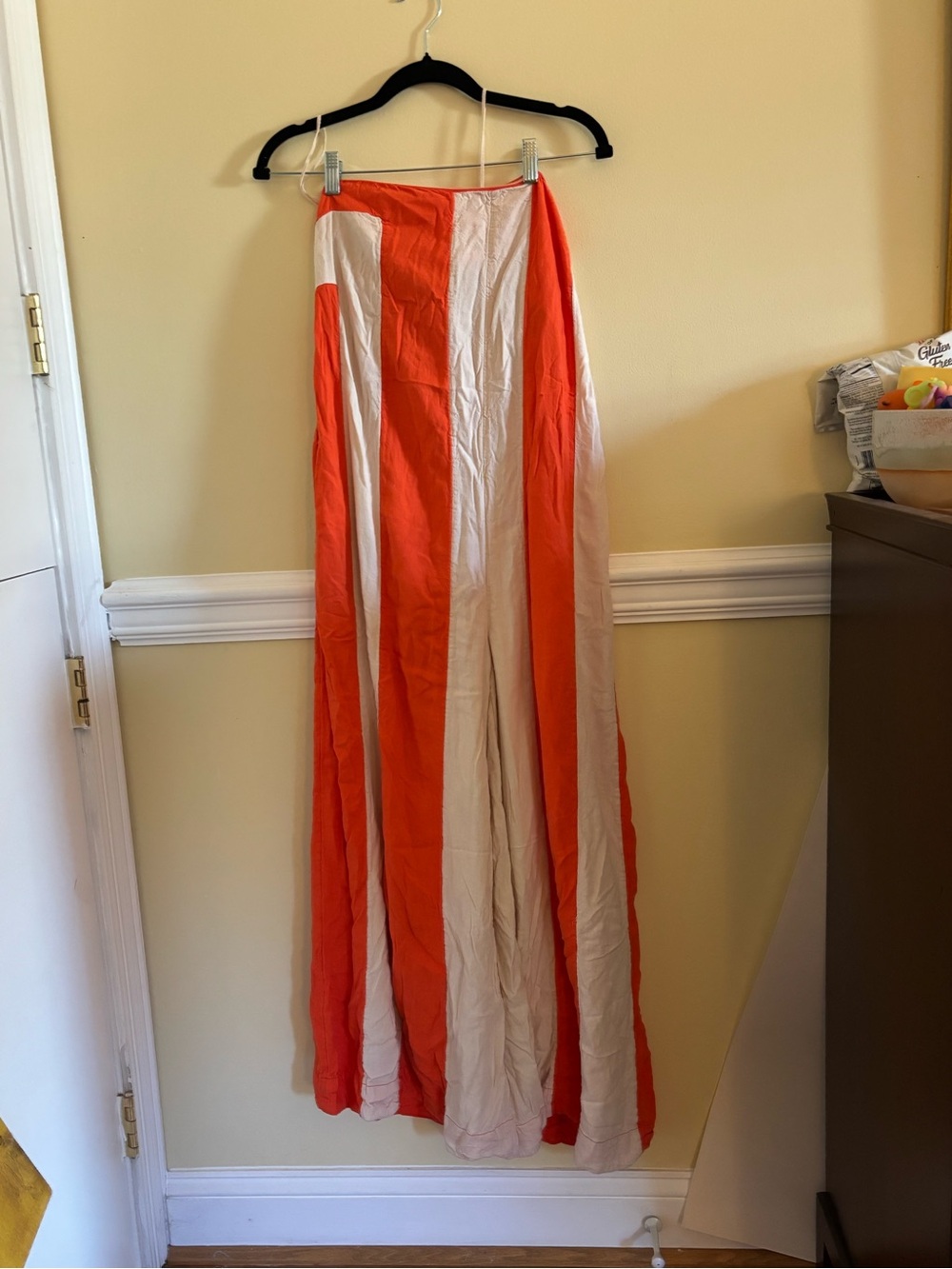 Striped Orange and Cream Tube Top Romper